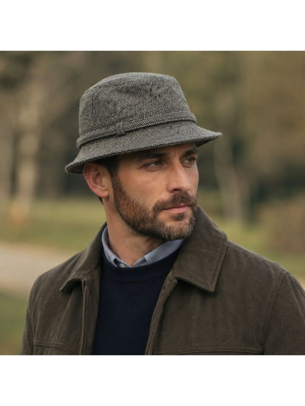 Herbert Johnson Vintage wool tweed walking hat or casual fedora Size 7 1/8